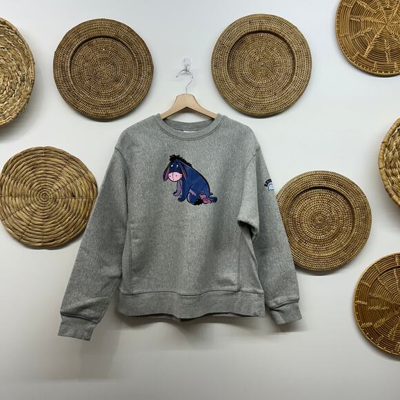 Vintage 90s Disney Store Eeyore Crew Neck Sweatshirt Large Gray Cotton Winnie - Picture 2 of 7